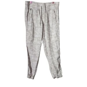ATHLETA Cabo Tide Linen joggers in Salt‎ Camo resort wear size 8